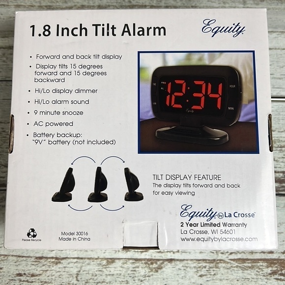 Equity Digital Alarm Clock with 1.8” Tilt Display Brightness & Volume Control - Picture 2 of 4